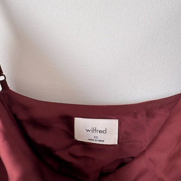 Aritzia Wilfred Only Ruched Slip Satin Dress Burgundy Maroon Red Size XS - Picture 5 of 6